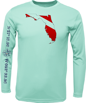 Saltwater Born Shirts S / SEAFOAM Siesta Key, FL Florida Diver Long Sleeve UPF 50+ Dry-Fit Shirt