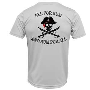 Saltwater Born Shirts S / SILVER Key West, FL "All For Rum and Rum For All" Men's Short Sleeve UPF 50+ Dry-Fit Shirt