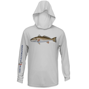Saltwater Born Shirts S / SILVER Redfish Long Sleeve UPF 50+ Dry-Fit Hoodie