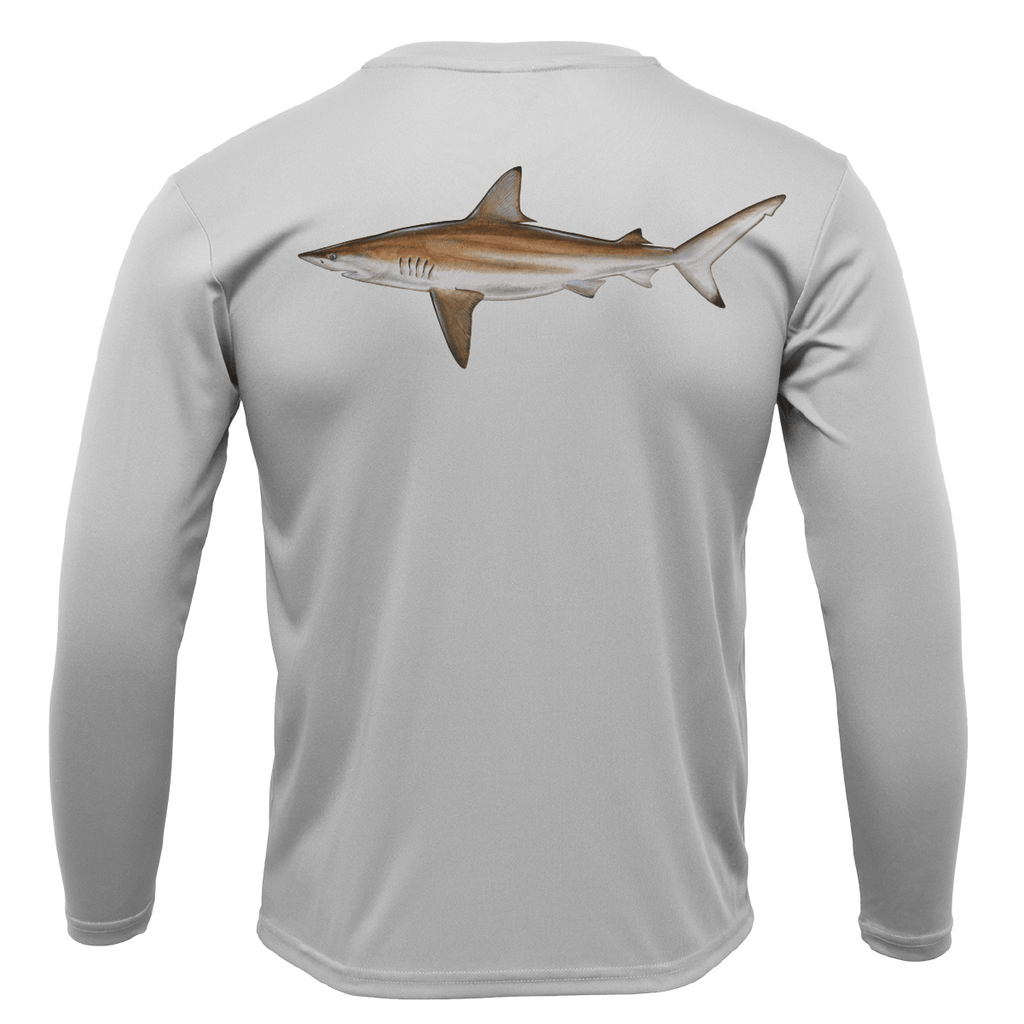 Saltwater Born Shirts S / SILVER Siesta Key, FL Blacktip Long Sleeve UPF 50+ Dry-Fit Shirt