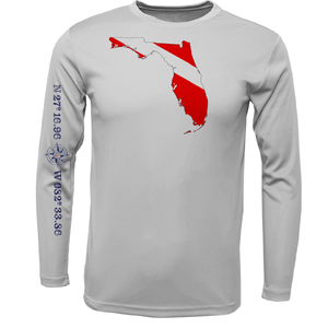 Saltwater Born Shirts S / SILVER Siesta Key, FL Florida Diver Long Sleeve UPF 50+ Dry-Fit Shirt