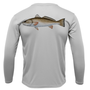 Saltwater Born Shirts S / SILVER Siesta Key, FL Redfish Long Sleeve UPF 50+ Dry-Fit Shirt