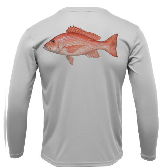 Saltwater Born Shirts S / SILVER Siesta Key Snapper Long Sleeve UPF 50+ Dry-Fit Shirt