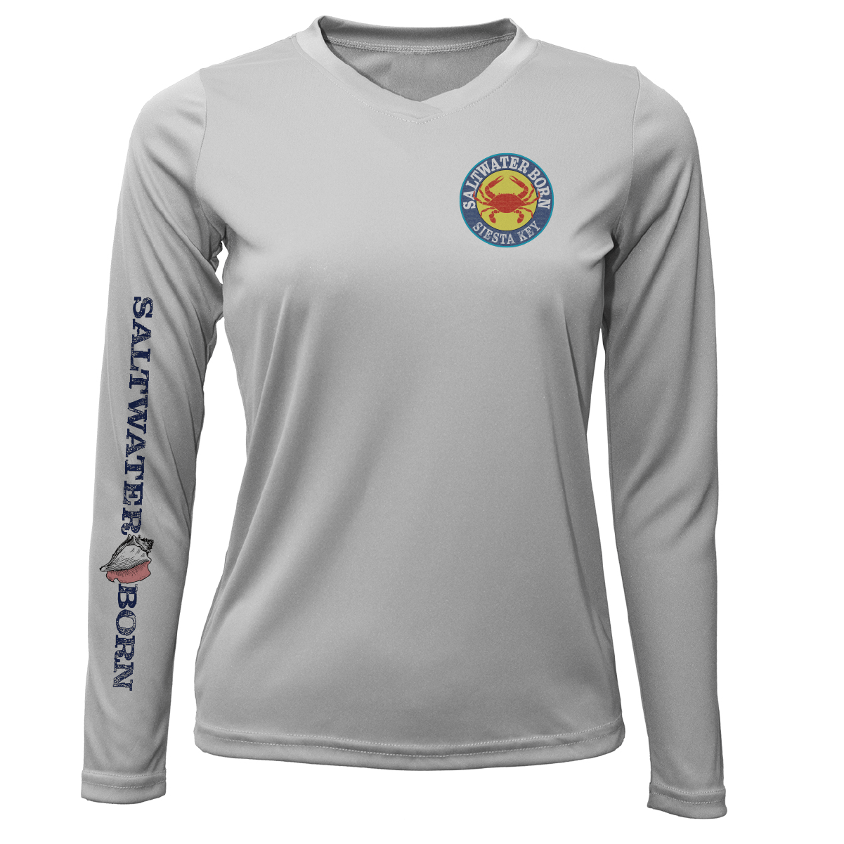Saltwater Born Shirts S / SILVER Siesta Key Steamed Crab Women's Long Sleeve UPF 50+ Dry-Fit Shirt