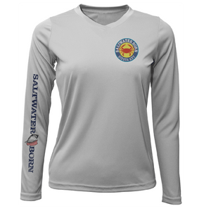 Saltwater Born Shirts S / SILVER Siesta Key Steamed Crab Women's Long Sleeve UPF 50+ Dry-Fit Shirt