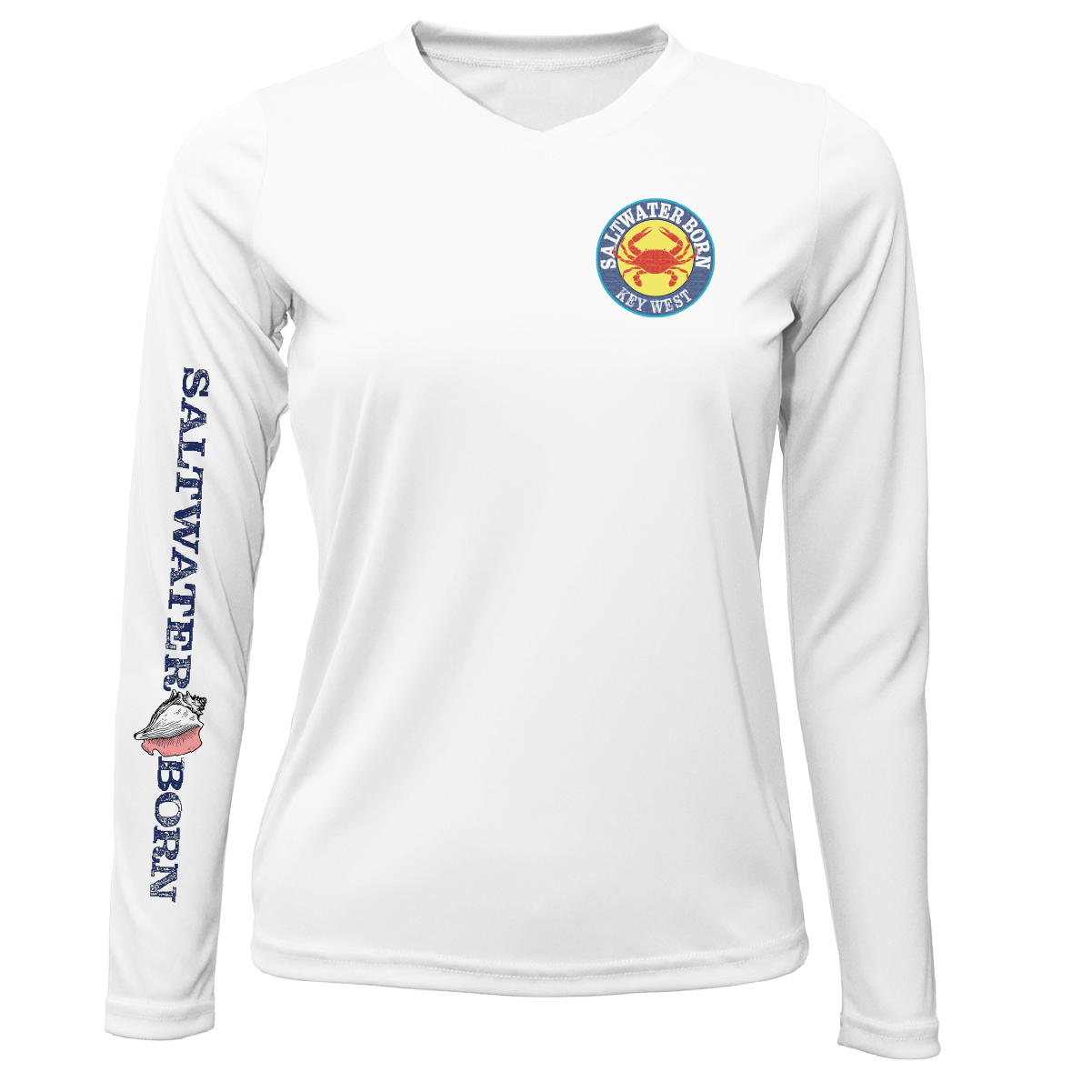 Saltwater Born Shirts S / WHITE Key West Steamed Crab Women's Long Sleeve UPF 50+ Dry-Fit Shirt