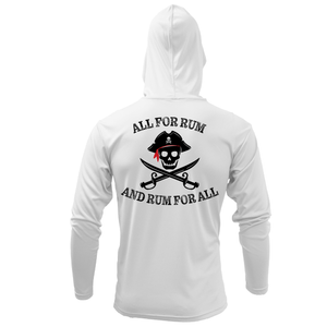 Saltwater Born Shirts S / WHITE Pensacola, FL "All for Rum and Rum for All" Long Sleeve UPF 50+ Dry-Fit Hoodie