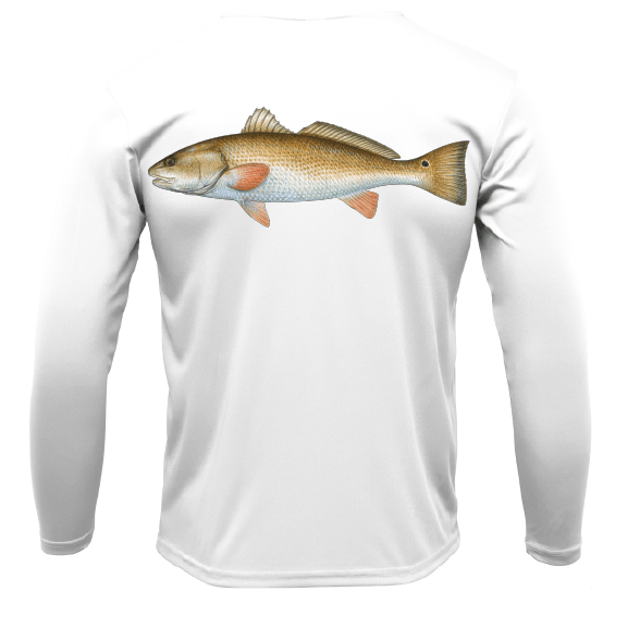 Saltwater Born Shirts S / WHITE Siesta Key, FL Redfish Long Sleeve UPF 50+ Dry-Fit Shirt