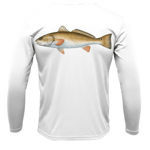 Saltwater Born Shirts S / WHITE Siesta Key, FL Redfish Long Sleeve UPF 50+ Dry-Fit Shirt