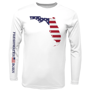 Saltwater Born Shirts S / WHITE State of Florida USA Freshwater Born Men's Long Sleeve UPF 50+ Dry-Fit Shirt