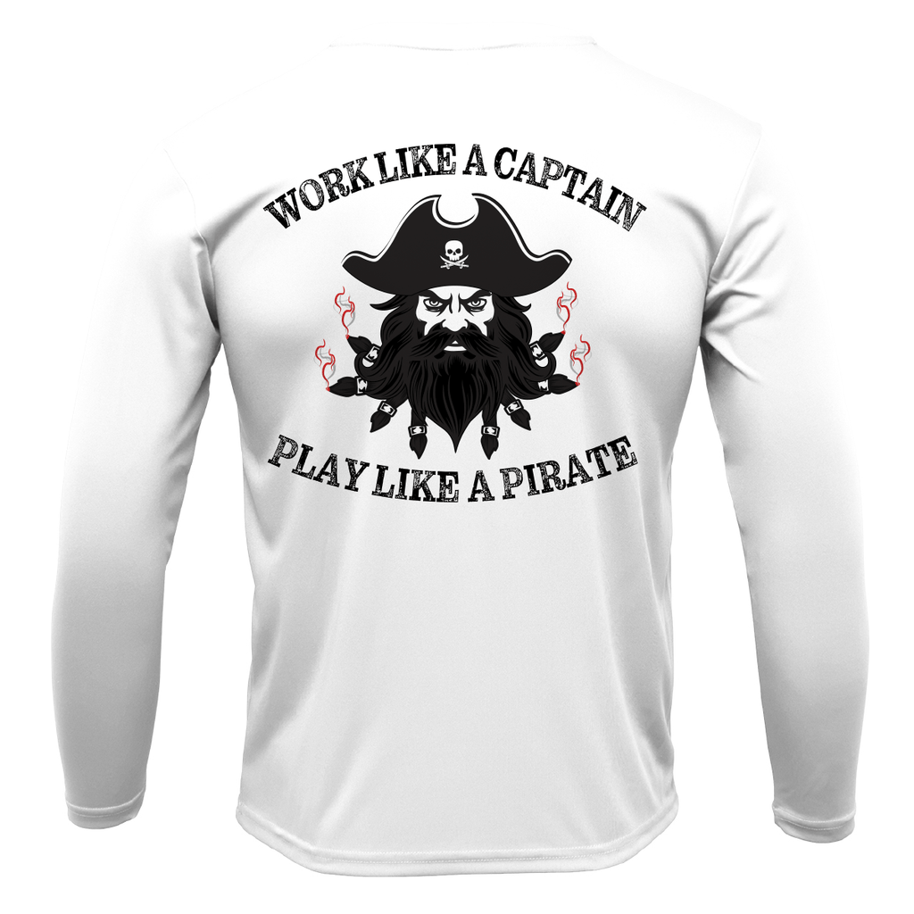 Saltwater Born Shirts S / WHITE Tarpon Springs, FL Blackbeard Long Sleeve UPF 50+ Dry-Fit Shirt