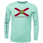 Saltwater Born Shirts Siesta Key, FL Florida Flag Long Sleeve UPF 50+ Dry-Fit Shirt