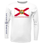 Saltwater Born Shirts Siesta Key, FL Florida Flag Long Sleeve UPF 50+ Dry-Fit Shirt