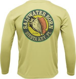 Saltwater Born Shirts Siesta Key, FL Florida Flag Long Sleeve UPF 50+ Dry-Fit Shirt