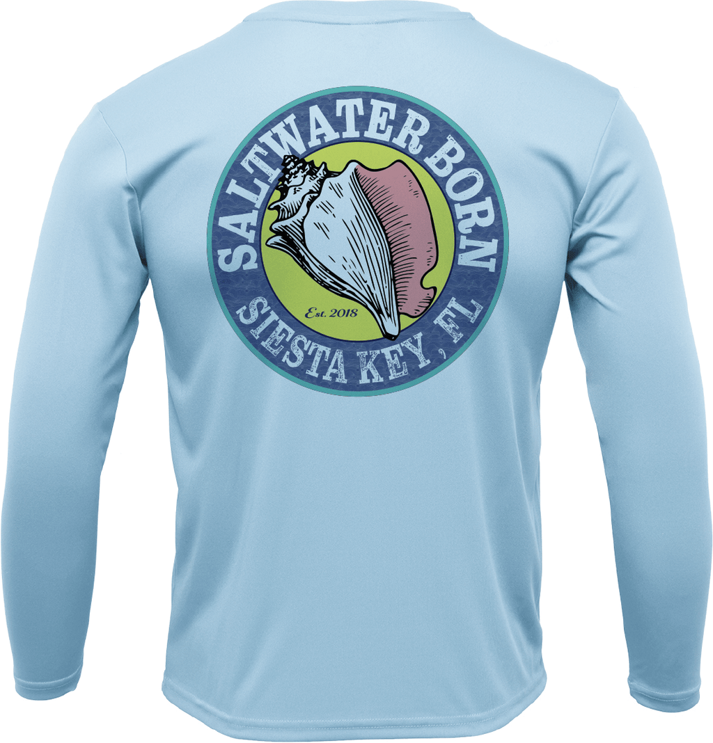 Saltwater Born Shirts Siesta Key, FL Florida Flag Long Sleeve UPF 50+ Dry-Fit Shirt