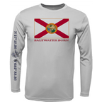 Saltwater Born Shirts Siesta Key, FL Florida Flag Long Sleeve UPF 50+ Dry-Fit Shirt