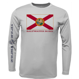 Saltwater Born Shirts Siesta Key, FL Florida Flag Long Sleeve UPF 50+ Dry-Fit Shirt