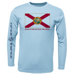 Saltwater Born Shirts Siesta Key, FL Florida Flag Long Sleeve UPF 50+ Dry-Fit Shirt