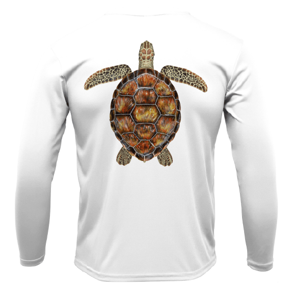 Saltwater Born Shirts Siesta Key, FL Realistic Turtle Long Sleeve UPF 50+ Dry-Fit Shirt