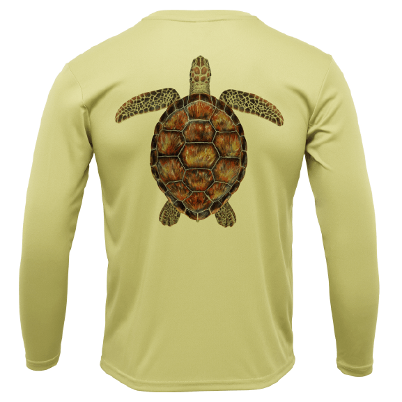 Saltwater Born Shirts Siesta Key, FL Realistic Turtle Long Sleeve UPF 50+ Dry-Fit Shirt