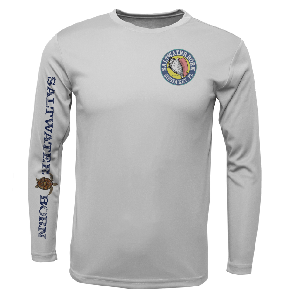 Saltwater Born Shirts Siesta Key, FL Realistic Turtle Long Sleeve UPF 50+ Dry-Fit Shirt