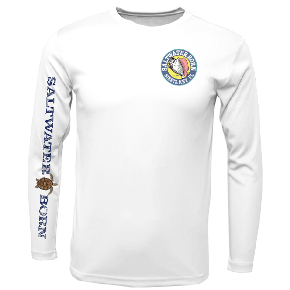 Saltwater Born Shirts Siesta Key, FL Realistic Turtle Long Sleeve UPF 50+ Dry-Fit Shirt