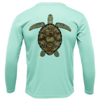 Saltwater Born Shirts Siesta Key, FL Realistic Turtle Long Sleeve UPF 50+ Dry-Fit Shirt