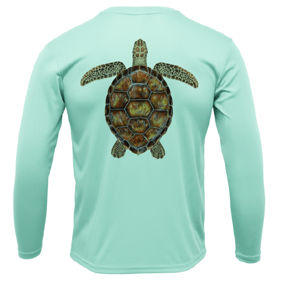 Saltwater Born Shirts Siesta Key, FL Realistic Turtle Long Sleeve UPF 50+ Dry-Fit Shirt