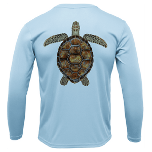 Saltwater Born Shirts Siesta Key, FL Realistic Turtle Long Sleeve UPF 50+ Dry-Fit Shirt