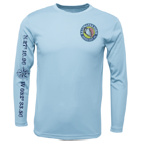 Saltwater Born Shirts Siesta Key, FL Redfish Long Sleeve UPF 50+ Dry-Fit Shirt