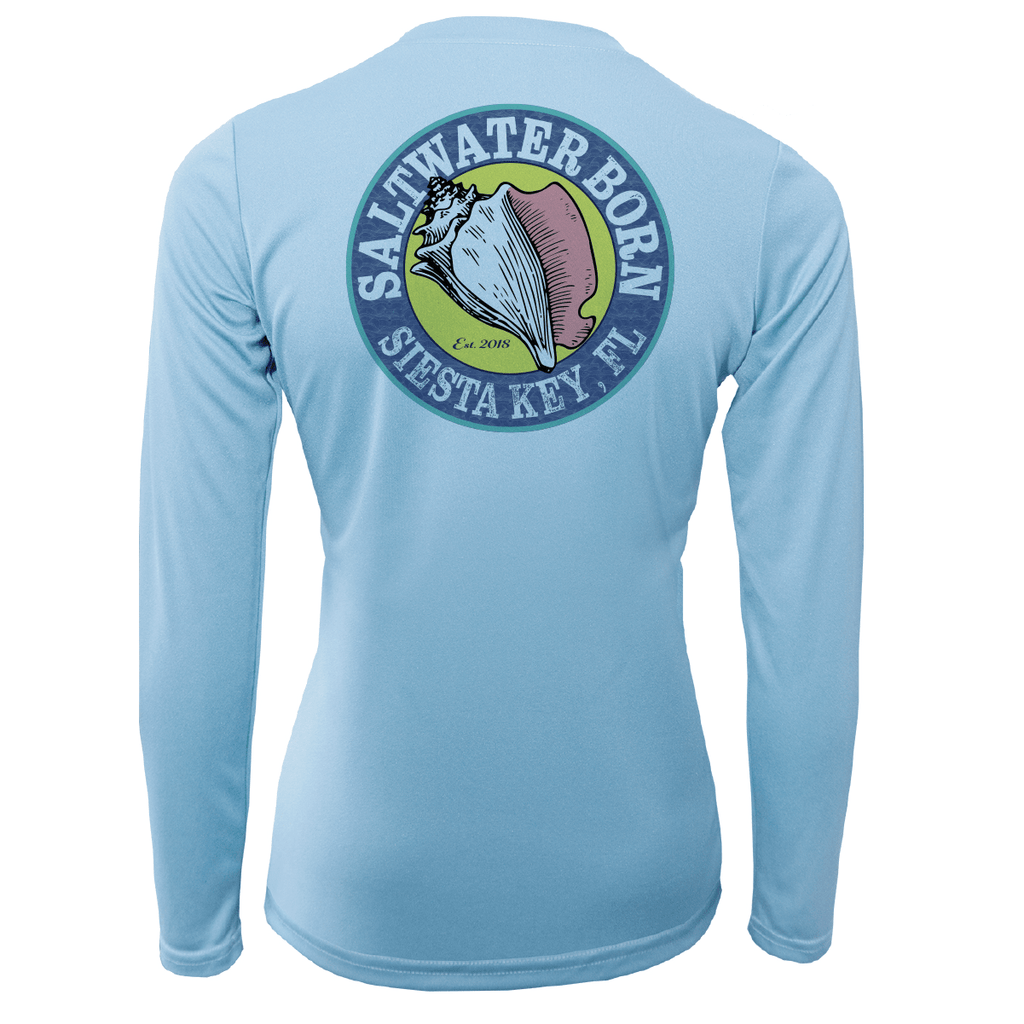 Saltwater Born Shirts Siesta Key Horseshoe Crab Women's Long Sleeve UPF 50+ Dry-Fit Shirt