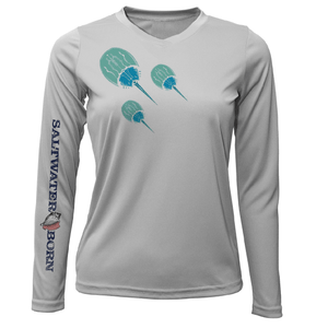 Saltwater Born Shirts Siesta Key Horseshoe Crab Women's Long Sleeve UPF 50+ Dry-Fit Shirt