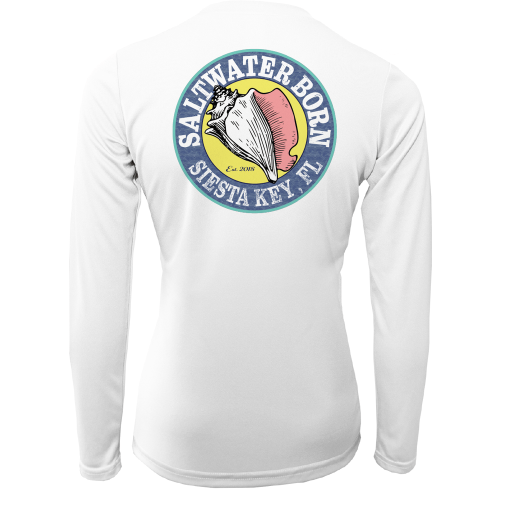 Saltwater Born Shirts Siesta Key Horseshoe Crab Women's Long Sleeve UPF 50+ Dry-Fit Shirt
