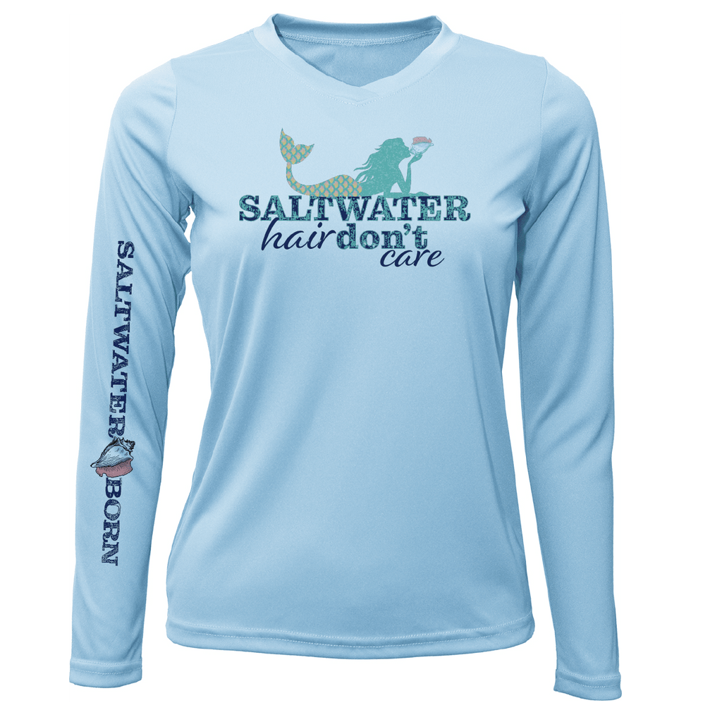 Saltwater Born Shirts Siesta Key "Saltwater Hair...Don't Care" Long Sleeve UPF 50+ Dry-Fit Shirt