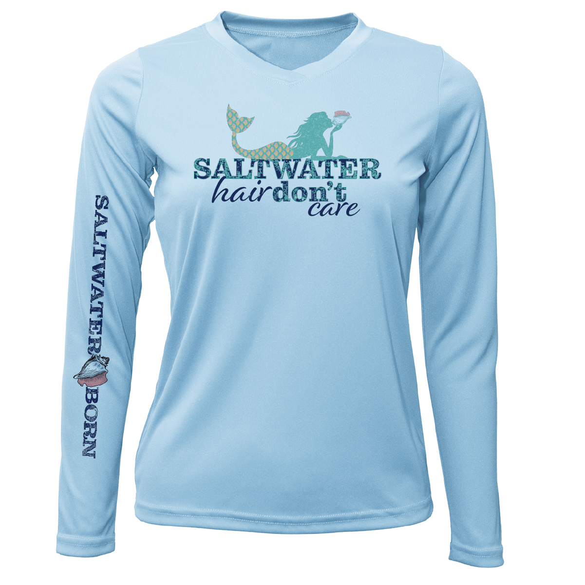 Saltwater Born Shirts Siesta Key "Saltwater Hair...Don't Care" Long Sleeve UPF 50+ Dry-Fit Shirt