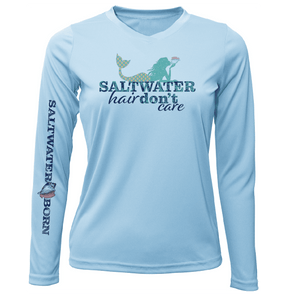 Saltwater Born Shirts Siesta Key "Saltwater Hair...Don't Care" Long Sleeve UPF 50+ Dry-Fit Shirt
