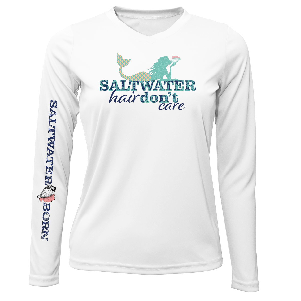 Saltwater Born Shirts Siesta Key "Saltwater Hair...Don't Care" Long Sleeve UPF 50+ Dry-Fit Shirt