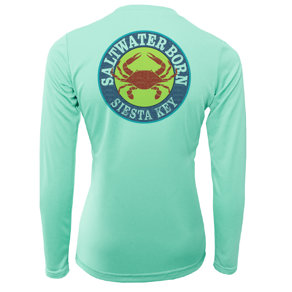 Saltwater Born Shirts Siesta Key Steamed Crab Women's Long Sleeve UPF 50+ Dry-Fit Shirt