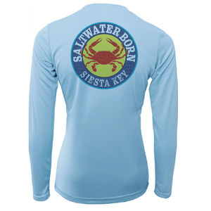 Saltwater Born Shirts Siesta Key Steamed Crab Women's Long Sleeve UPF 50+ Dry-Fit Shirt