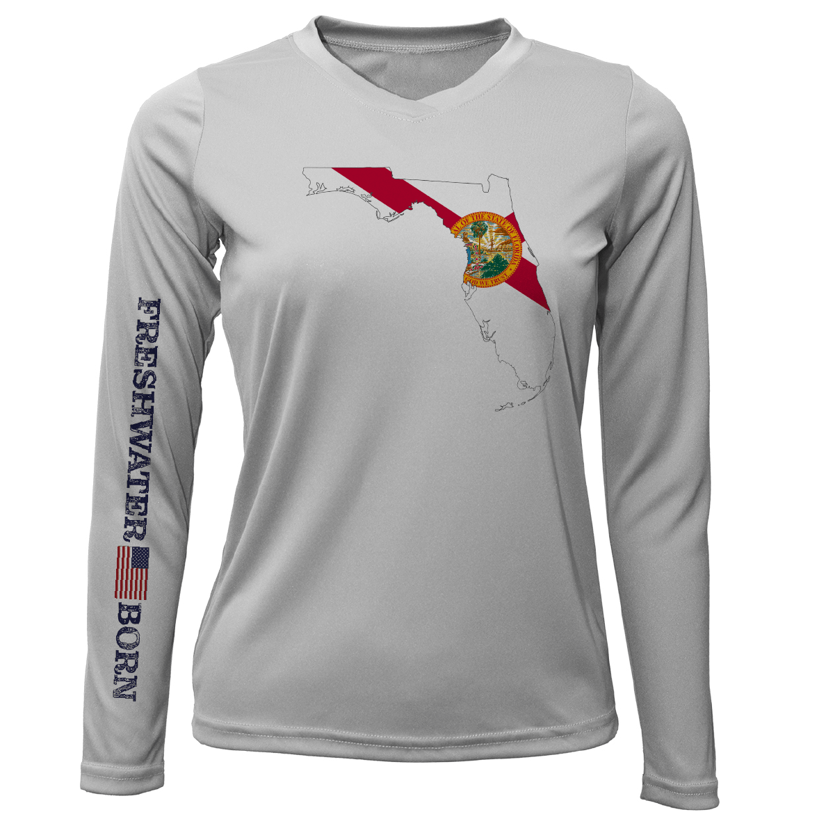 Saltwater Born Shirts State of Florida Freshwater Born Women's Long Sleeve UPF 50+ Dry-Fit Shirt