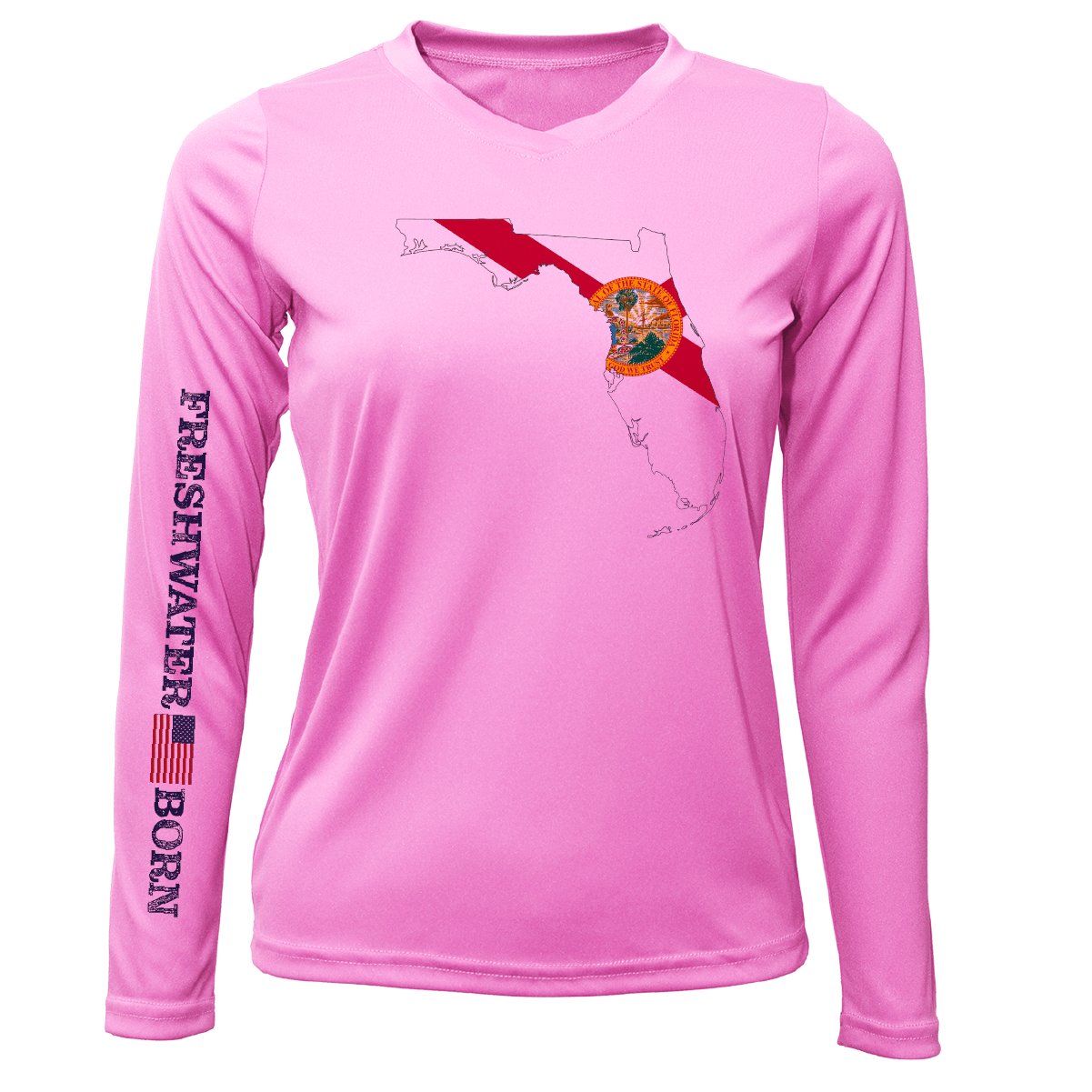 Saltwater Born Shirts State of Florida Freshwater Born Women's Long Sleeve UPF 50+ Dry-Fit Shirt