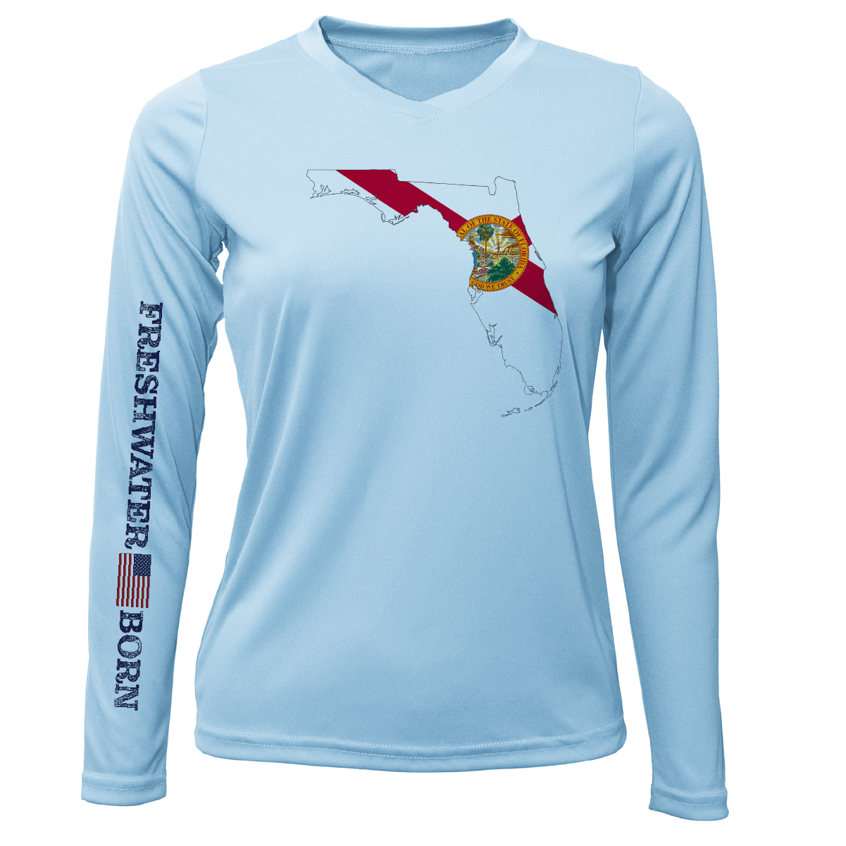 Saltwater Born Shirts State of Florida Freshwater Born Women's Long Sleeve UPF 50+ Dry-Fit Shirt