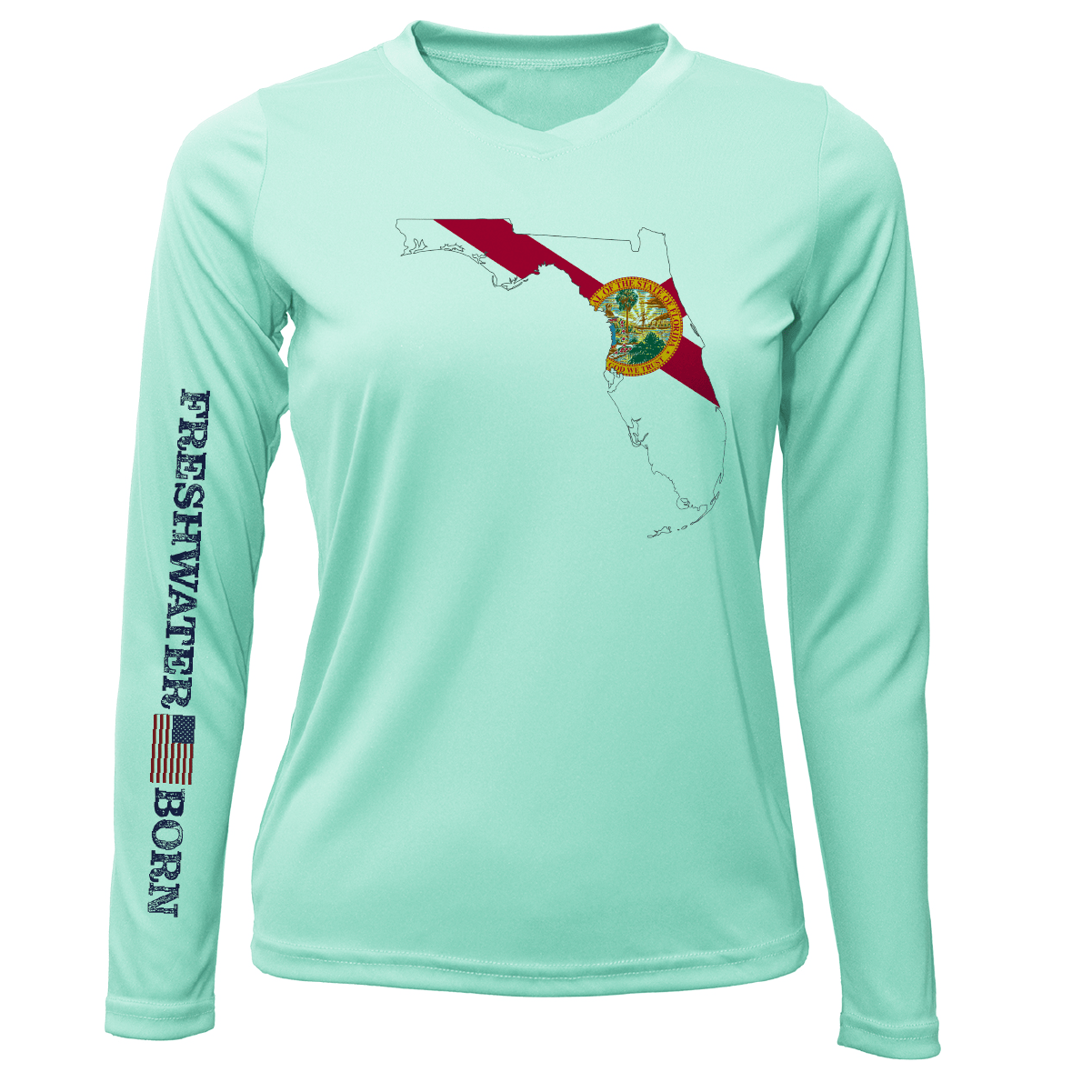 Saltwater Born Shirts State of Florida Freshwater Born Women's Long Sleeve UPF 50+ Dry-Fit Shirt