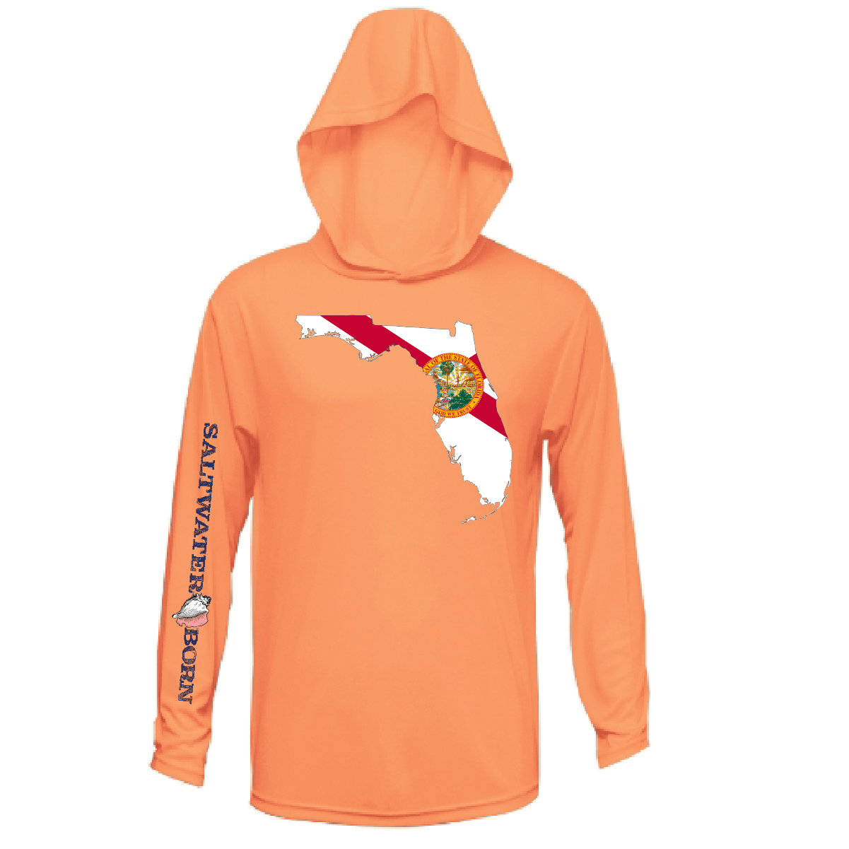 SALTWATER BORN Shirts State of Florida Long Sleeve UPF 50+ Dry-Fit Hoodie