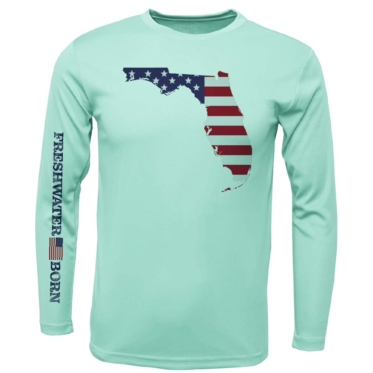 Saltwater Born Shirts State of Florida USA Freshwater Born Boy's Long Sleeve UPF 50+ Dry-Fit Shirt
