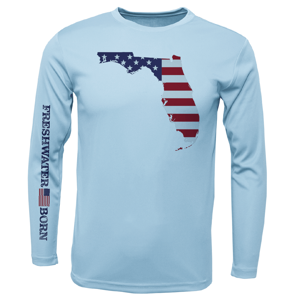 Saltwater Born Shirts State of Florida USA Freshwater Born Girl's Long Sleeve UPF 50+ Dry-Fit Shirt