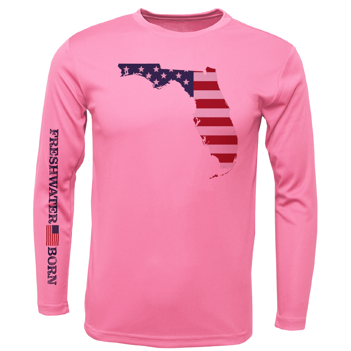 Saltwater Born Shirts State of Florida USA Freshwater Born Girl's Long Sleeve UPF 50+ Dry-Fit Shirt