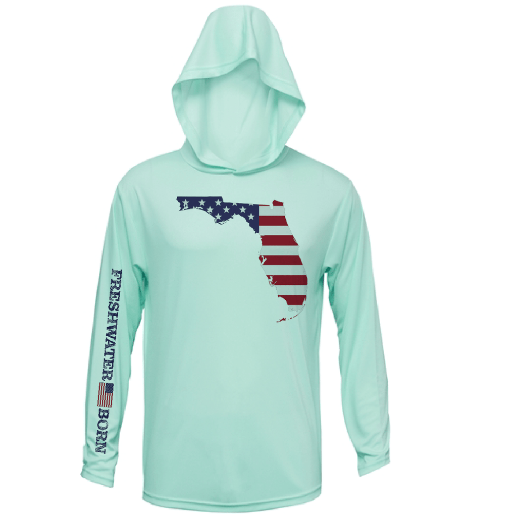 Saltwater Born Shirts State of Florida USA Freshwater Born Men's Long Sleeve UPF 50+ Dry-Fit Hoodie