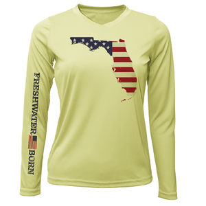 Saltwater Born Shirts State of Florida USA Freshwater Born Women's Long Sleeve UPF 50+ Dry-Fit Shirt