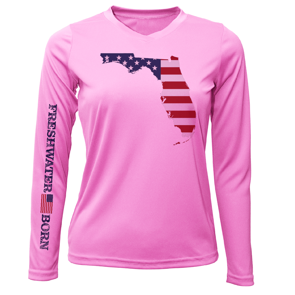 Saltwater Born Shirts State of Florida USA Freshwater Born Women's Long Sleeve UPF 50+ Dry-Fit Shirt